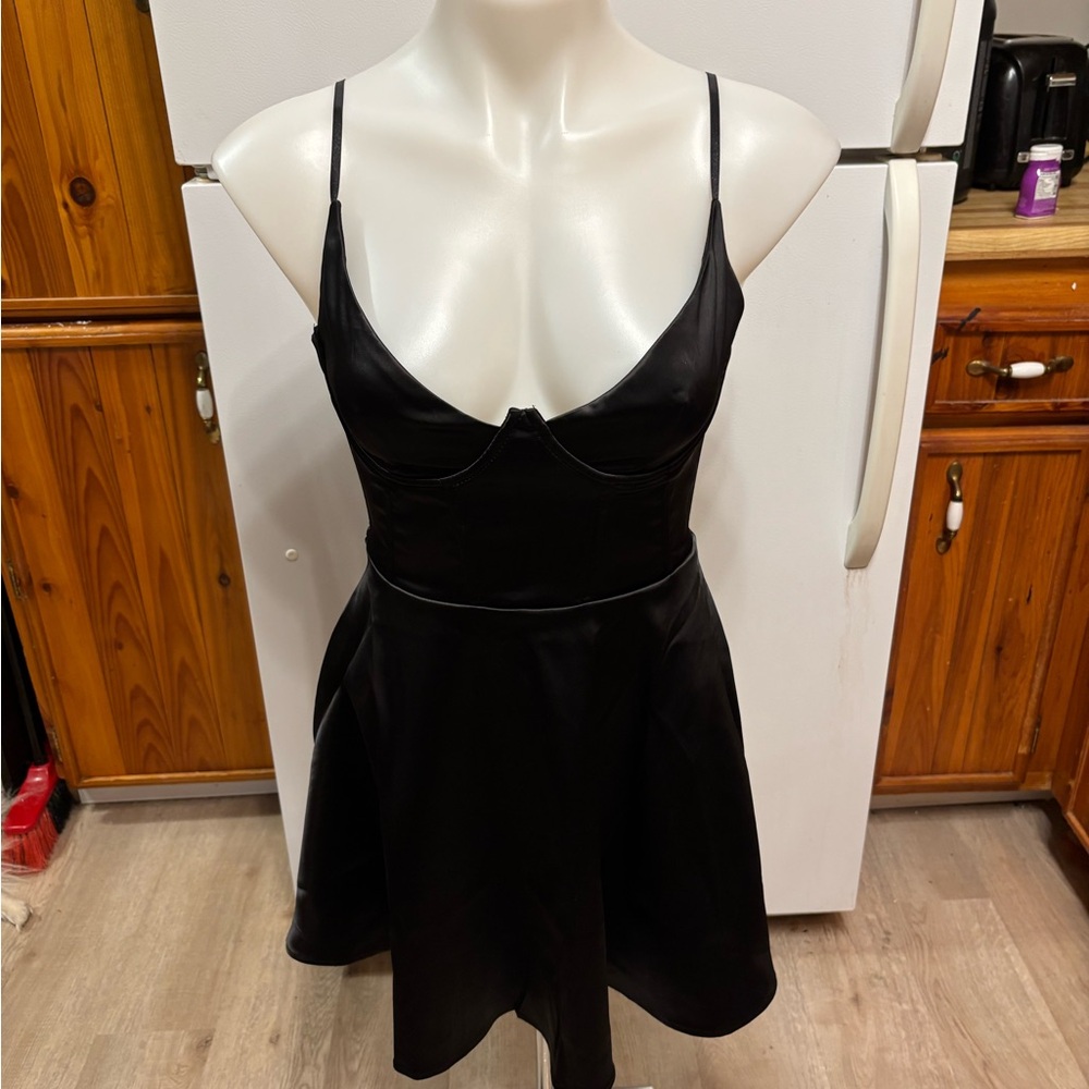 Dolls Kill Elegant Black Spaghetti Strap Dress